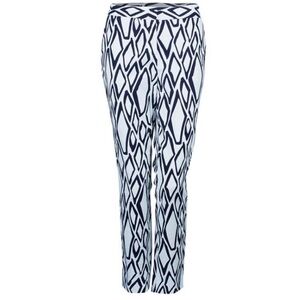 🔷Diane Von Furstenberg Geometric Print Navy & White Pants, Size 4
